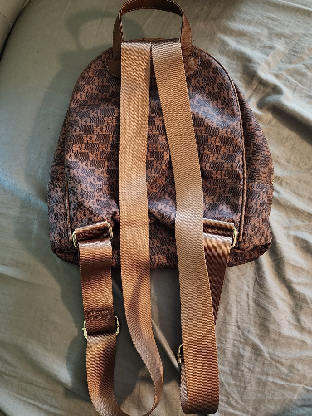 Karl Lagerfeld Brown Monogram Mini Backpack - Picture 3 of 5